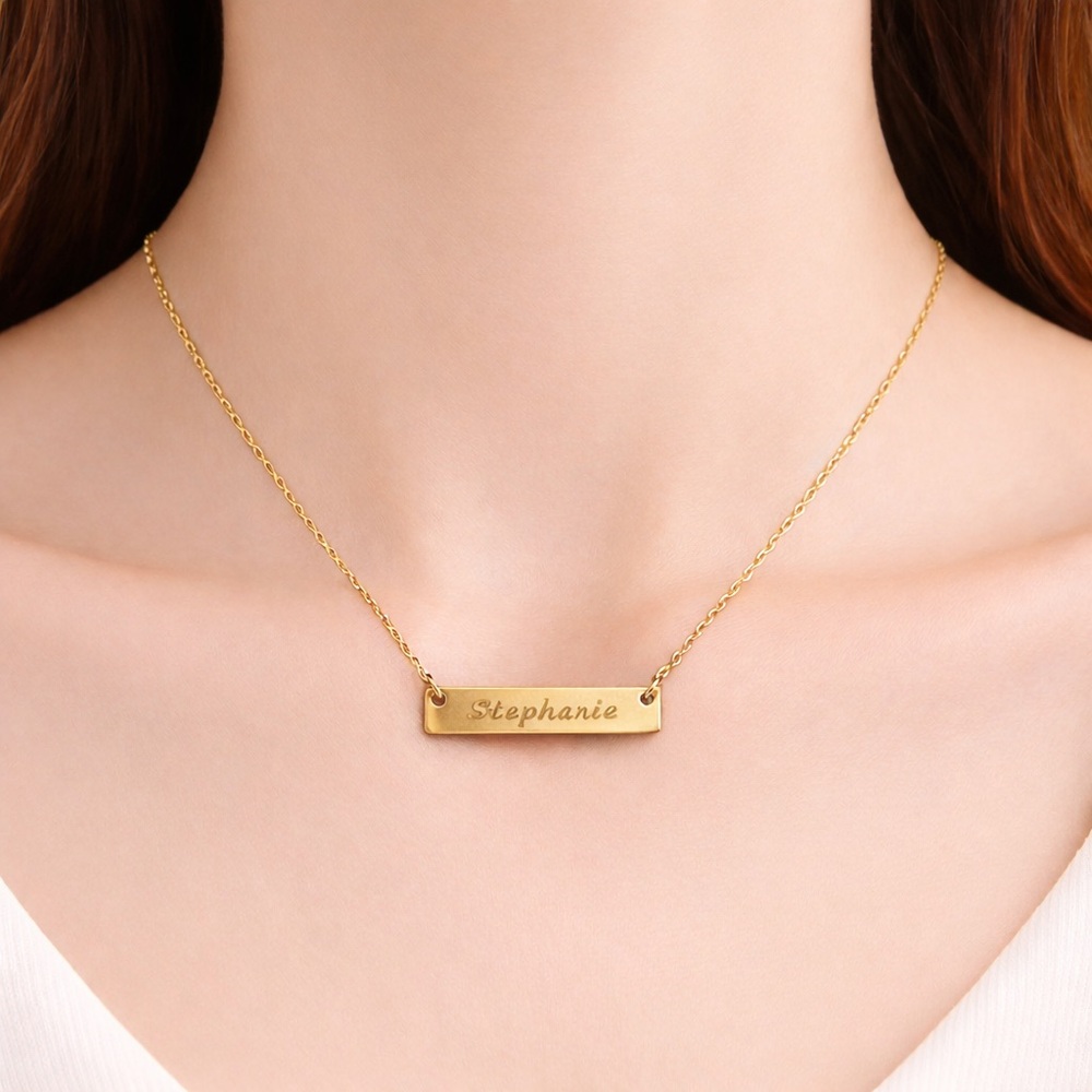 Gold Plated Stephanie Bar Necklace
